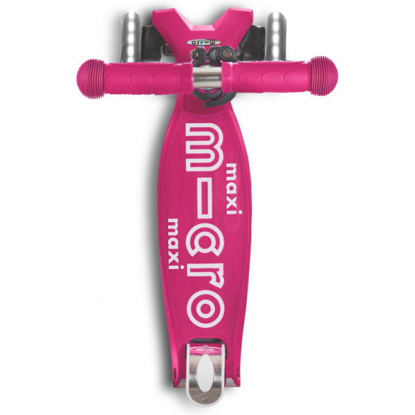 Фото - Триколісний самокат Micro "Maxi Deluxe LED" - РОЖЕВИЙ (складний, до 50 кг, триколісний, світло)
