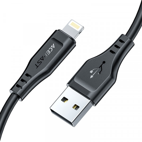 Фото - Кабель синхронізації даних AceFast USB 2.0 USB-A to Lighting, 1,2 м, 2,4A, TPE C3-02 Black (6974316280828)