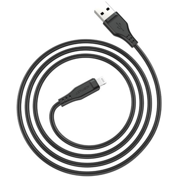 Фото - Кабель синхронізації даних AceFast USB 2.0 USB-A to Lighting, 1,2 м, 2,4A, TPE C3-02 Black (6974316280828)