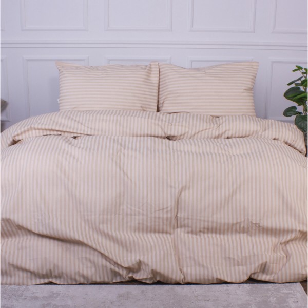 Фото - Комплект постельного белья MirSon 175x210 см Ranforce Elite 17-0602 Stripe Creamy Ранфорс (2200008050603)