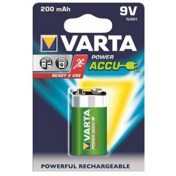 Фото - Батарейка тип 6F22 (1604) Varta RECHARGEABLE ACCU 6F22 9V 200mAh BLI 1 NI-MH (READY 2 USE)