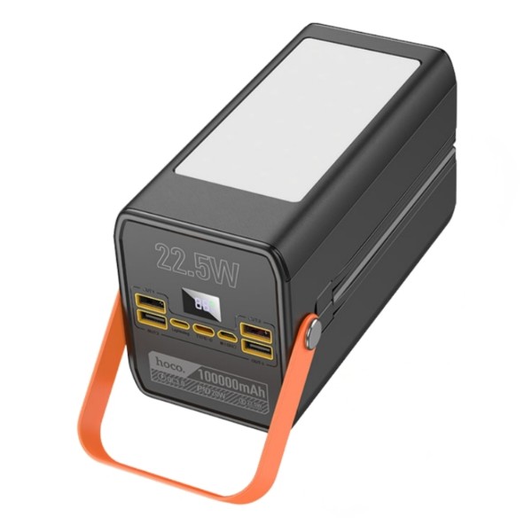 Фото - Батарея мобільна HOCO DB49 Action 22.5W +вбудовані кабелі +LED 100000 mAh Black (715352)