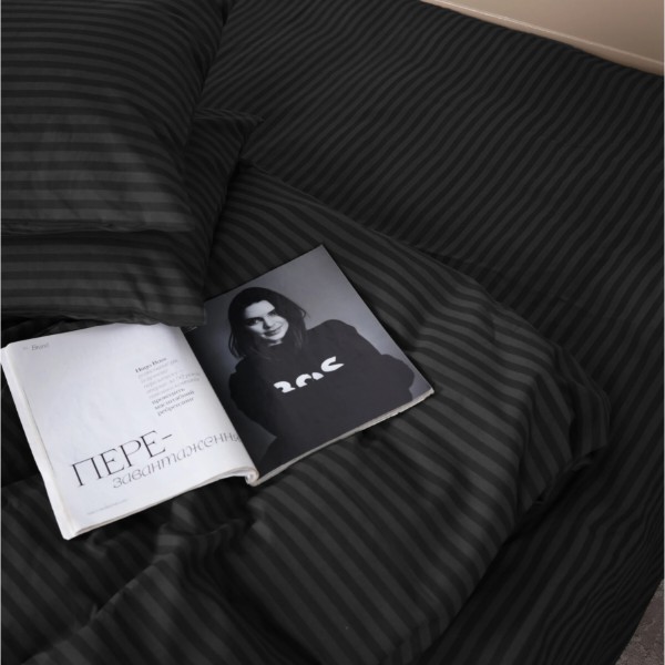 Фото - Комплект постельного белья MirSon Бязь 17-0611 Stripe Black 200х220 (2200008200169)
