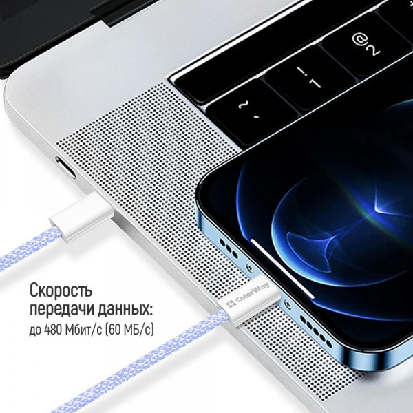 Фото - Кабель Colorway Type-C - Apple Lightning (PD Fast Charging 27W) 1м фіолетовий (CW-CBPDCL061-PU)
