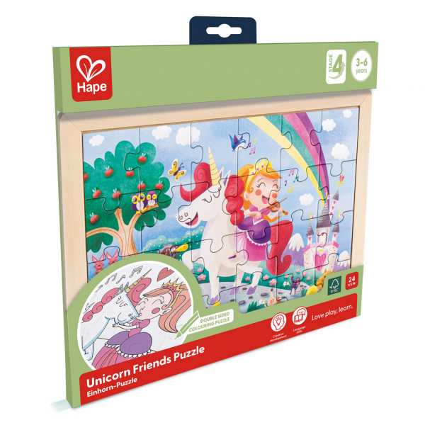 Фото - Пазли (3-4 роки) Hape Єдинороги з розмальовкою (E1642)