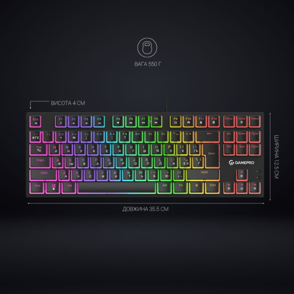 Фото - Клавіатура дротова ігрова GamePro MK80B Black