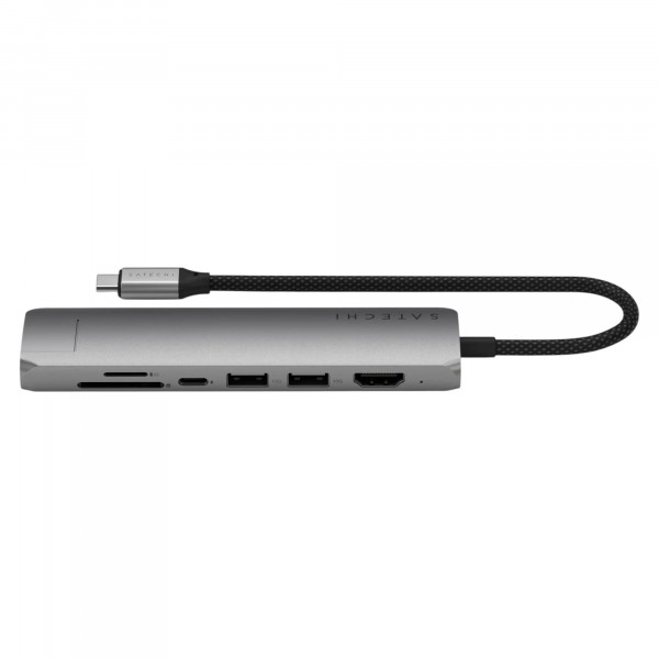 Фото - Хаб USB Satechi 7-in-1 USB-C Slim Multiport Adapter 4K with Ethernet Space Grey (ST-P7SM)