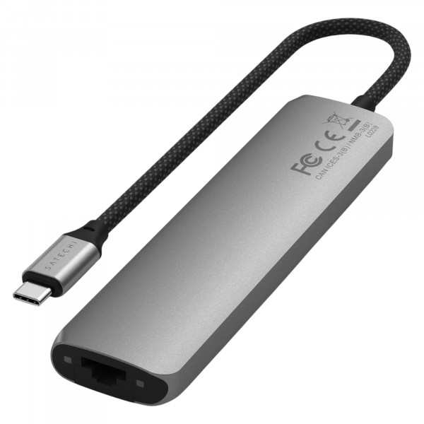 Фото - Хаб USB Satechi 7-in-1 USB-C Slim Multiport Adapter 4K with Ethernet Space Grey (ST-P7SM)