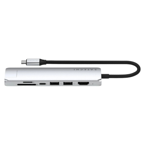Фото - Хаб USB Satechi 7-in-1 USB-C Slim Multiport Adapter 4K with Ethernet Silver (ST-P7SS)