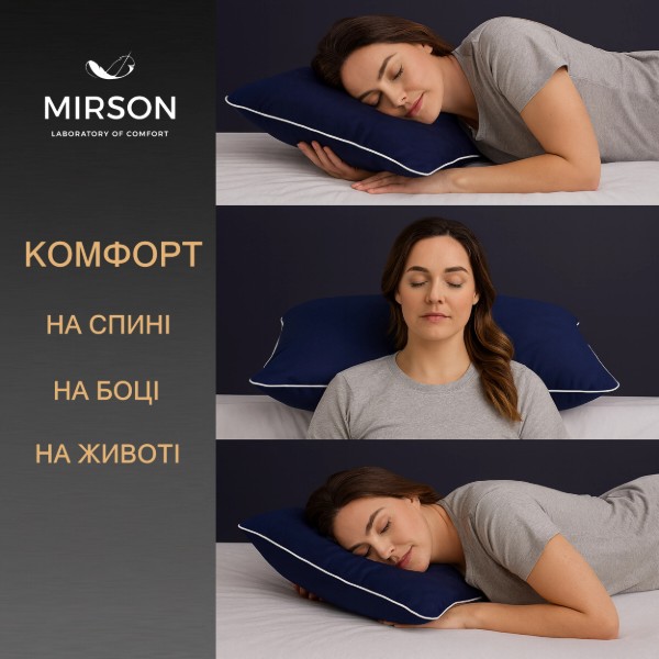 Фото - Подушка ортопедическая MirSon №7004 Elite Noble stripe Blue sea Women 590х430х100
