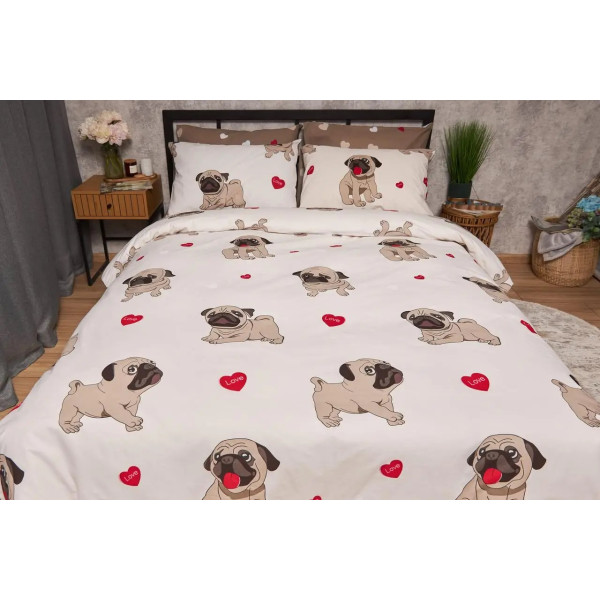 Фото - Підковдра двоспальна євро Moon&Star Бязь Gold Люкс Bulldog Love King Size 220x240 см (MS-870000409)
