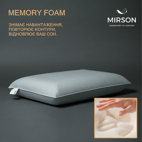 Фото - Подушка ортопедична MirSon №7028 Elite Delicate satin Skyline MEN 590х430х120