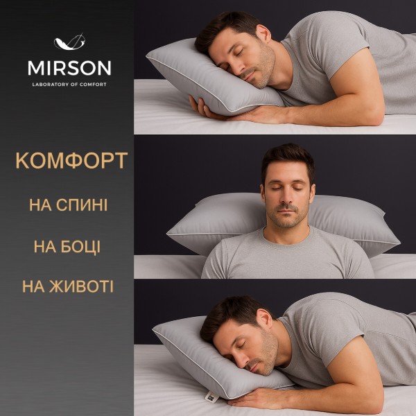 Фото - Подушка ортопедична MirSon №7028 Elite Delicate satin Skyline MEN 590х430х120