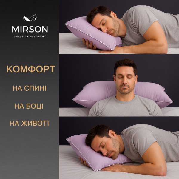 Фото - Подушка ортопедична MirSon №7029 Elite Delicate satin Calypso MEN 590х430х120