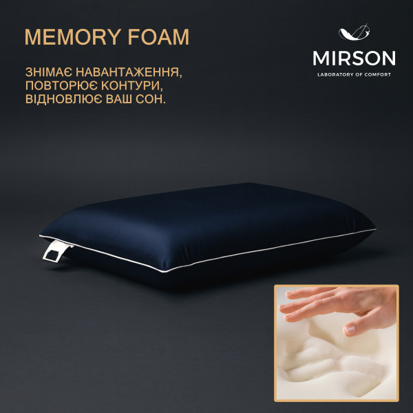 Фото - Подушка ортопедична MirSon №7032 Elite Delicate satin Ocean MEN 590х430х120
