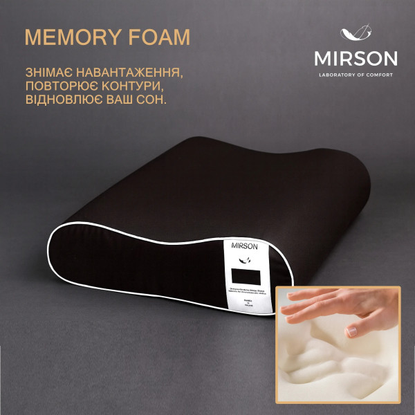 Фото - Подушка ортопедична MirSon №7048 Elite Delicate satin Black Pearl 490х320х105