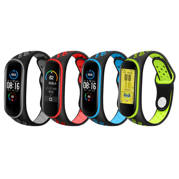 Фото - Ремінець для фітнес-браслету BeCover Nike Style for Xiaomi Mi Smart Band 5 Black-Green (705152)