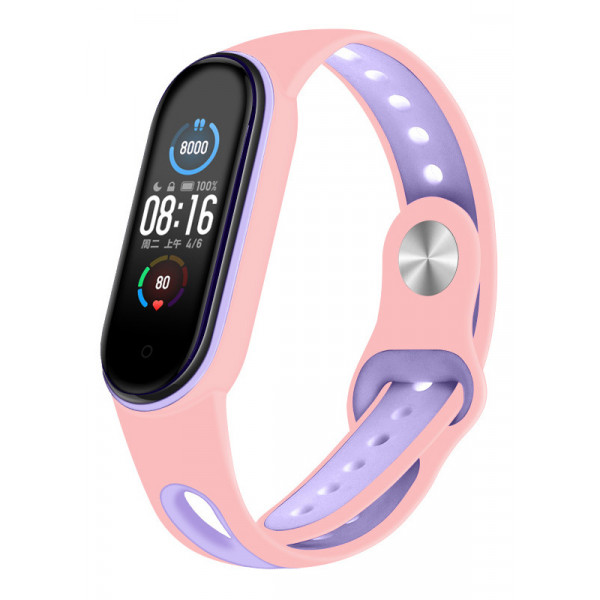 Фото - Ремінець для фітнес-браслету BeCover Sport Style for Xiaomi Mi Smart Band 5 Pink-Purple (705172)
