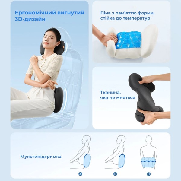 Фото - Автомобільна подушка на підголівник Baseus ComfortRide Series Car Cooling Headrest Cluster Black (C20036402111-00)