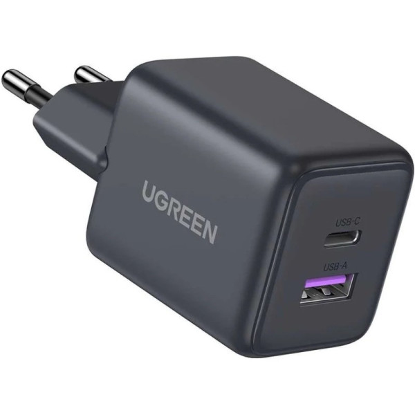 Фото - Мережевий зарядний пристрій UGREEN 2xUSB 30W USB-A + USB-C X516 Gan Gray (55539)