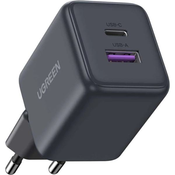 Фото - Мережевий зарядний пристрій UGREEN 2xUSB 30W USB-A + USB-C X516 Gan Gray (55539)