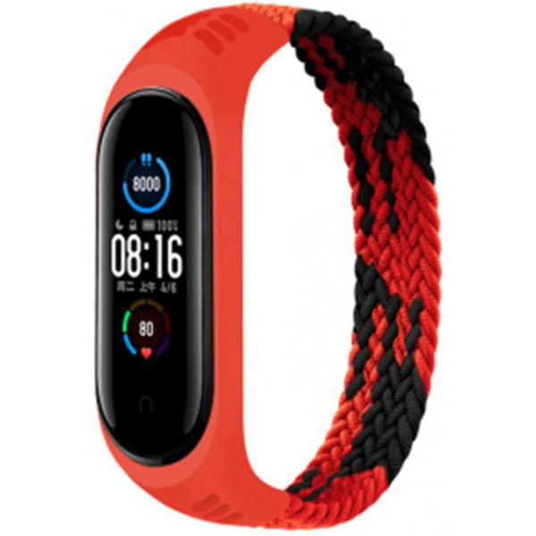 Фото - Ремінець для фітнес-браслету BeCover Elastic Nylon Style for Xiaomi Mi Smart Band 5/Mi Smart Band 6 Size L Black/Red (706157)