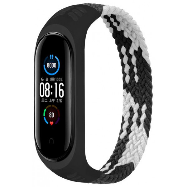 Фото - Ремінець для фітнес-браслету BeCover Elastic Nylon Style for Xiaomi Mi Smart Band 5/Mi Smart Band 6 Size S Black/White (706136)