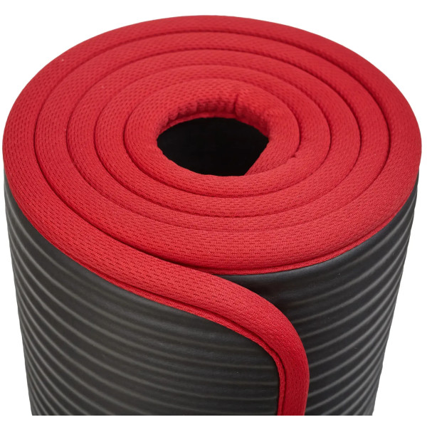 Фото - Коврик для йоги и фитнеса TECOFIT NBR с отделкой края тканью 183x61x1 см Black-Red + чехол-сумка в подарок (TOP18124795)