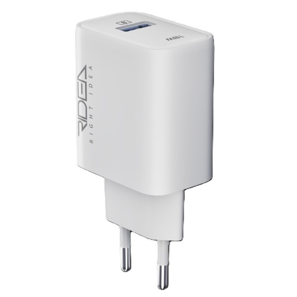 Фото - Мережевий зарядний пристрій Ridea Rapid 1USB QC 18W+Micro White (RW-18123)