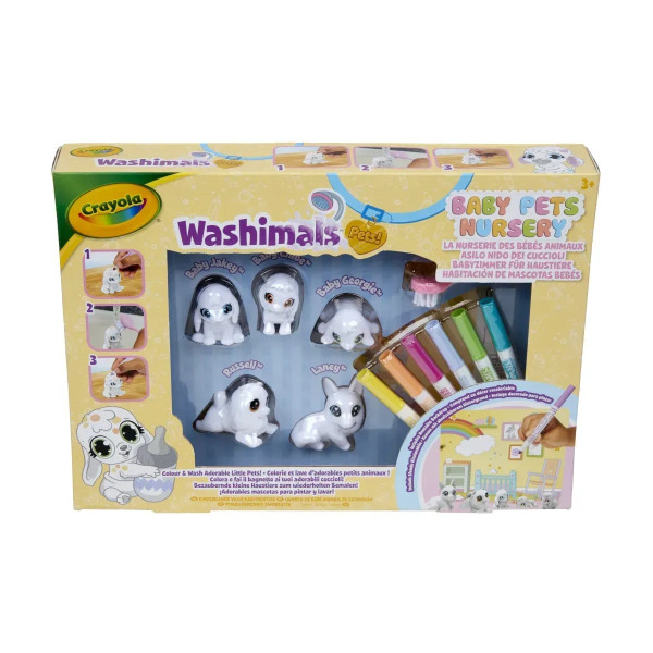 Фото - Набір для декупажу та розпису Crayola Washimals Домашні тваринки з фломастерами 5 шт. (74-7516)