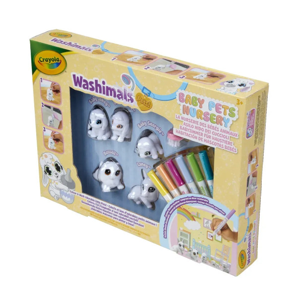 Фото - Набір для декупажу та розпису Crayola Washimals Домашні тваринки з фломастерами 5 шт. (74-7516)