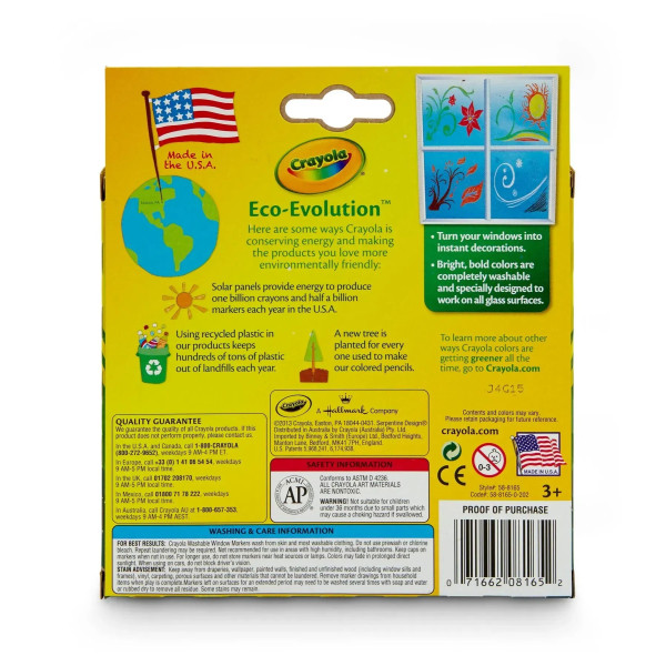 Фото - Фломастери Crayola для малювання на склі (washable), 8 шт. (58-8165)