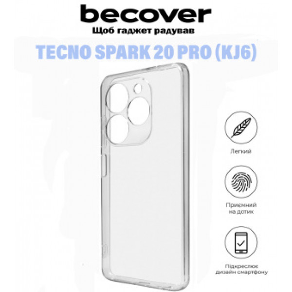 Фото - Чохол для смартфону BeCover for Tecno Spark 20 Pro (KJ6) Transparancy (710907)