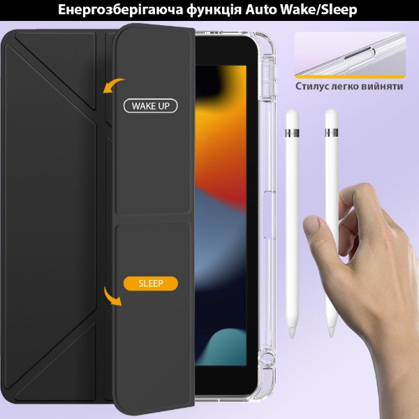 Фото - Чехол для планшета BeCover Ultra Slim Origami Transparent с креплением Apple Pencil for Apple iPad 10.2 2019/2020/2021 Black (711098)