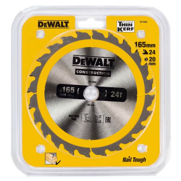 Фото - Круг отрезной по дереву DeWALT СONSTRUCTION 165х20 мм (DT1934)