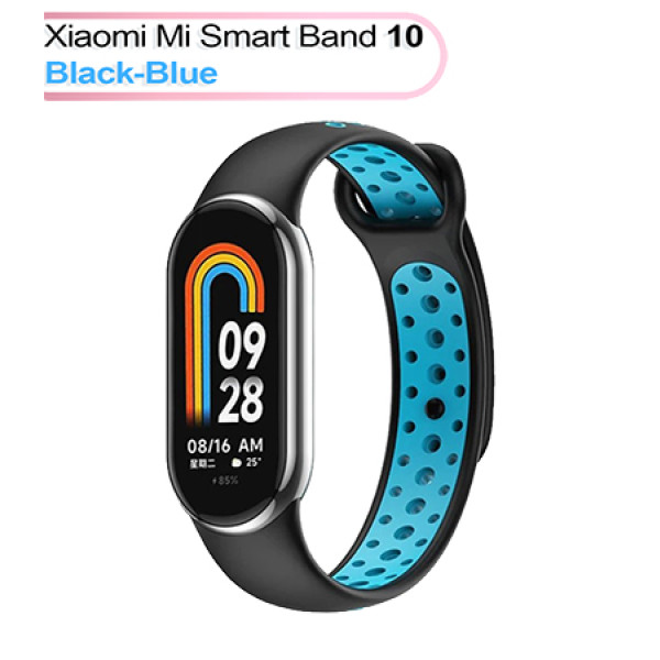 Фото - Ремінець для фітнес-браслета BeCover Vents Style for Xiaomi Mi Smart Band 10 Black-Blue (713627)
