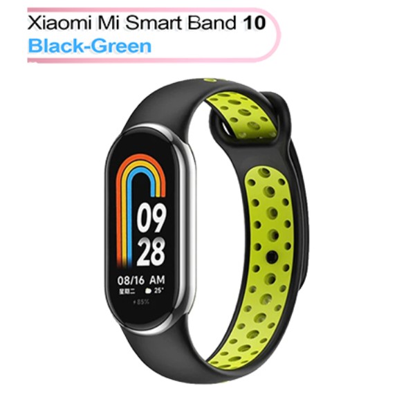 Фото - Ремінець для фітнес-браслета BeCover Vents Style for Xiaomi Mi Smart Band 10 Black-Green (713629)
