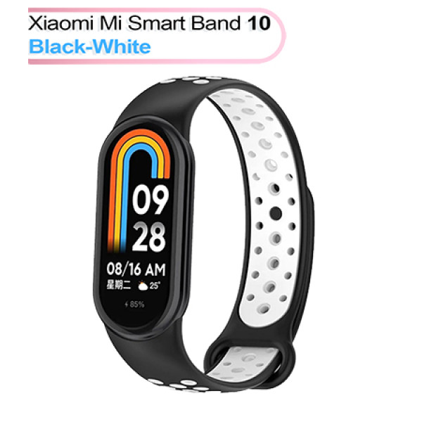 Фото - Ремінець для фітнес-браслета BeCover Vents Style for Xiaomi Mi Smart Band 10 Black-White (713630)