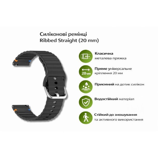 Фото - Ремінець для смарт-годинника BeCover Ribbed Straight (20mm) for Samsung Galaxy Watch 7 (40/44mm) / 7 FE / 6 / 6 Classic / 5 / 5 Pro / 4 / 4 Classic (714840)