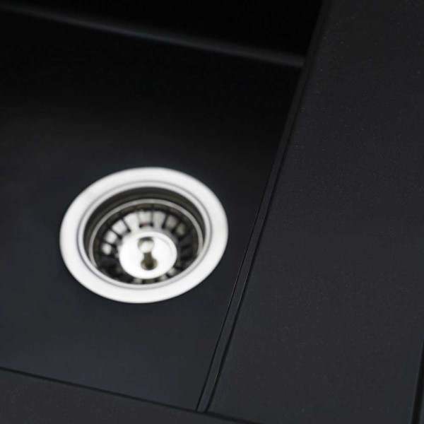 Фото - Мийка кухонна+змішувач VALESO 5149 чорна +сифон 1041 +BG77 чорний