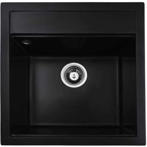 Фото - Мийка кухонна+змішувач VALESO 5149 чорна +сифон 1041 +BG77 чорний