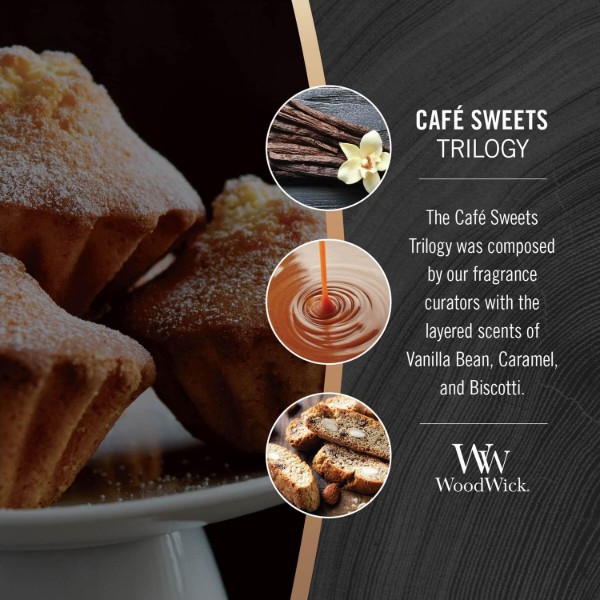 Фото - Свеча стекло Woodwick Ellipse Trilogy Cafe Sweets (Кафе сладостей) 453г (76904E)