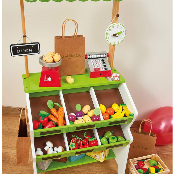 Фото - Сюжетно-ролевая игра. Магазин Janod Прилавок с овощами (J06574)