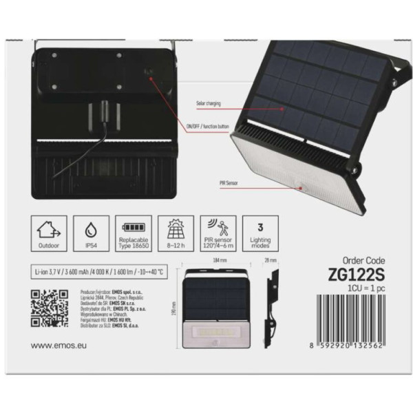 Фото - Светодиодный прожектор EMOS ZG122S 1600 лм IP54 4000K PIR