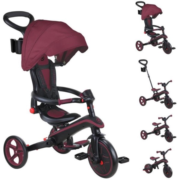 Фото - Трёхколёсный велосипед Globber EXPLORER TRIKE FOLDABLE 4в1 Бордовый (732-202-2)