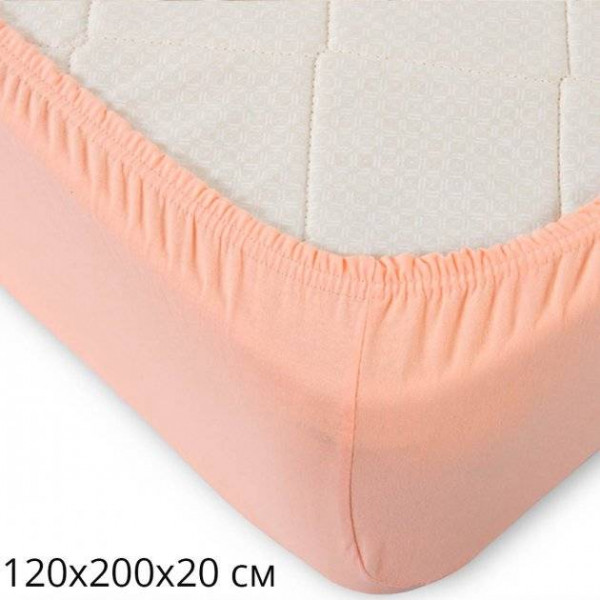 Фото - Простынь односпальная GM Textile на резинке коралловая 120х200х20