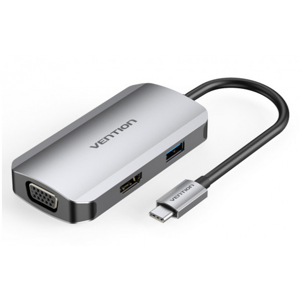 Фото - Хаб USB Vention USB3.1 Type-C - HDMI/VGA/USB 3.0/PD 100W Hub 4-in-1 (TOAHB)
