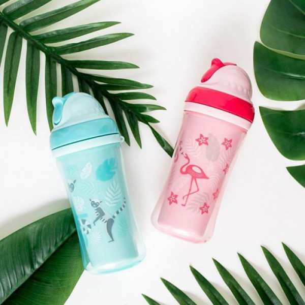 Фото - Поїльник-непроливайка дитячий Canpol babies фламінго з силіконовою трубочкою подвійна стінка, 260 мл. (74/050)