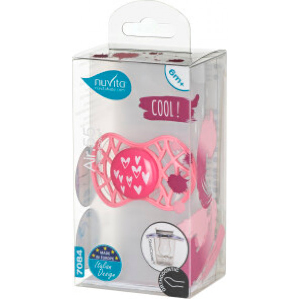 Фото - Ортодонтическая пустышка Nuvita Air55 Cool 6m+ ''сердечки'' Розовый (NV7084PY)