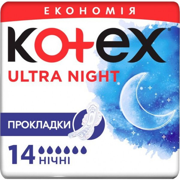 Фото - Прокладки гігієнічні Kotex Ultra Dry Night Duo 14 шт. (5029053545226)